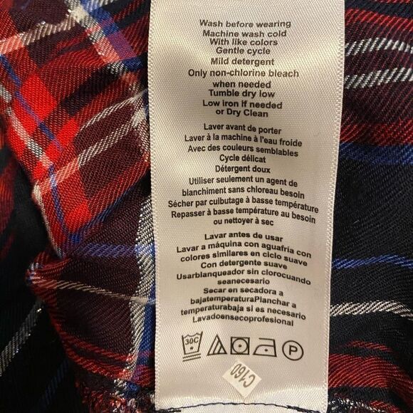 Motherhood Maternity Red Blue Silver Plaid Shirt - Picture 6 of 6